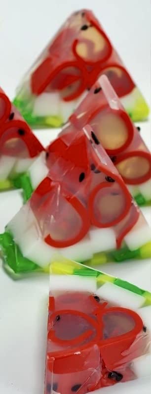 Four Watermelon Soaps glycerin melt and pour fruit food-like - Florida Soap Candle