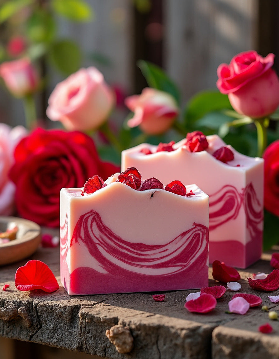 Four Red Roses Soap Bars - Florida Soap Candle