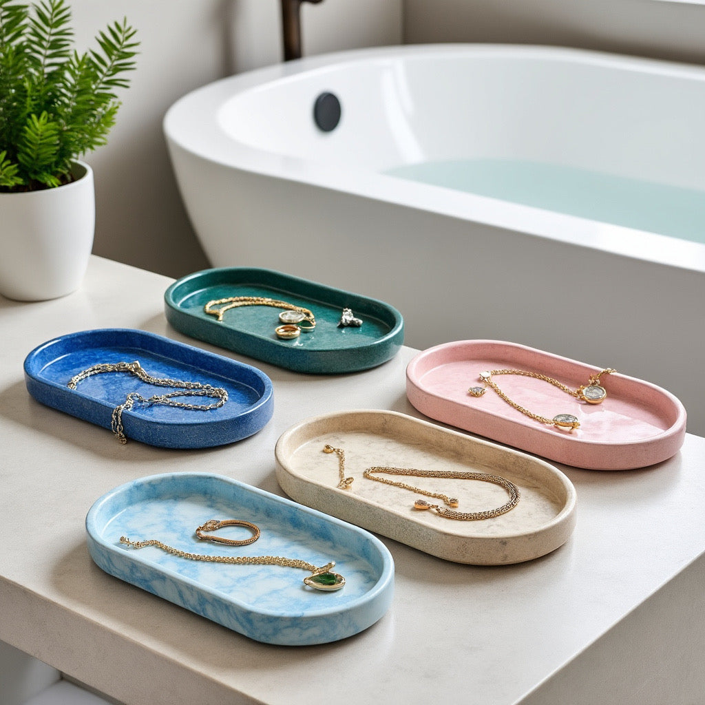 Oval Concrete Eco Resin Trays - Florida Soap Candle