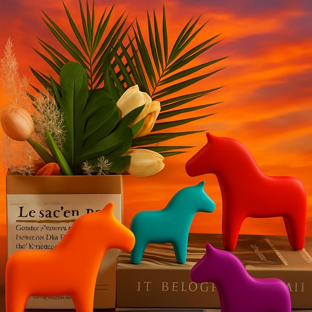 Three concrete eco resin horses/ponies shaped big, medium and small