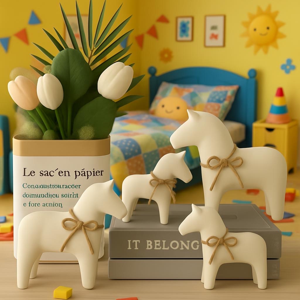 Three concrete eco resin horses/ponies shaped big, medium and small