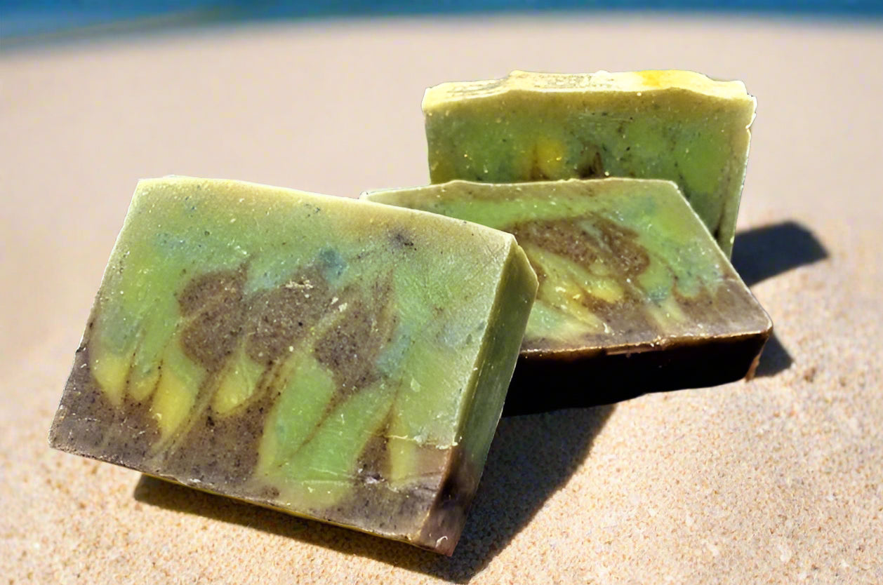 Four Green Clay and Hibiscus Vegan Soaps/Bath, local,bar soap, gentle soap, artisan soap, homemade soap, handcrafted soap, gift, wedding, natural, gourgeous, creamy lather, bubbly - Florida Soap Candle