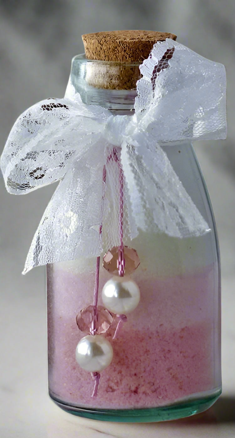Sweet Rosé Bath Soak Salts Relaxing Bathtube Buble bubbly Luxurious relax organic vegan natural mineral - Florida Soap Candle