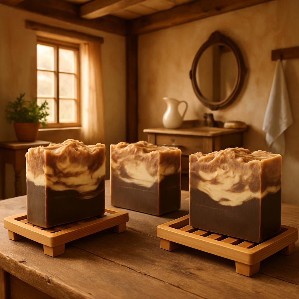 Set of Four soaps. Cappuccino Bar Soap, cold process, natural vegan Natural Vegan handmade homemade bar soaps (cappuccino)