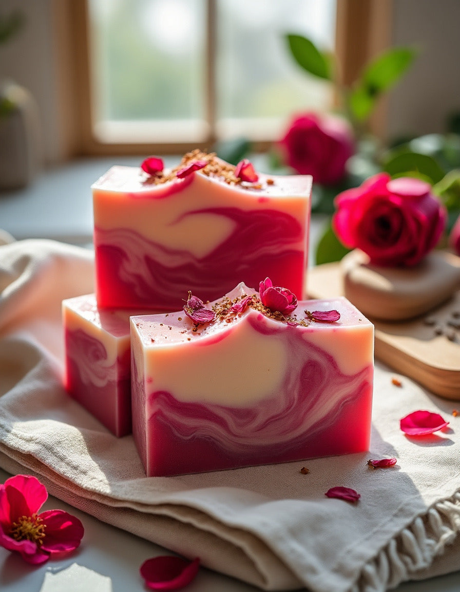 Four Red Roses Soap Bars - Florida Soap Candle