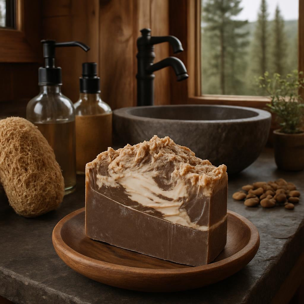 Set of Four soaps. Cappuccino Bar Soap, cold process, natural vegan Natural Vegan handmade homemade bar soaps (cappuccino)