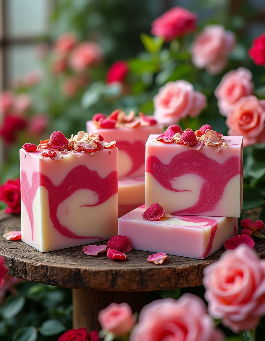 Four Red Roses Soap Bars - Florida Soap Candle