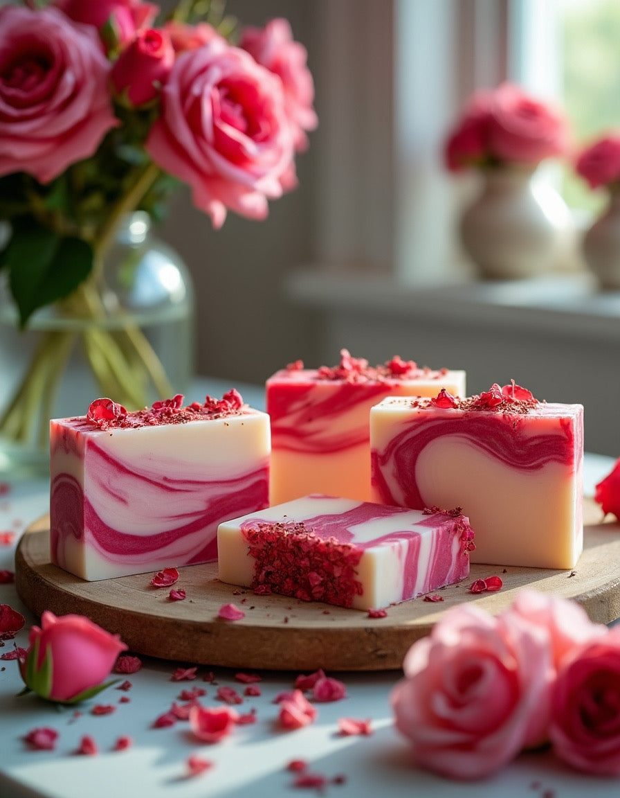 Four Red Roses Soap Bars - Florida Soap Candle