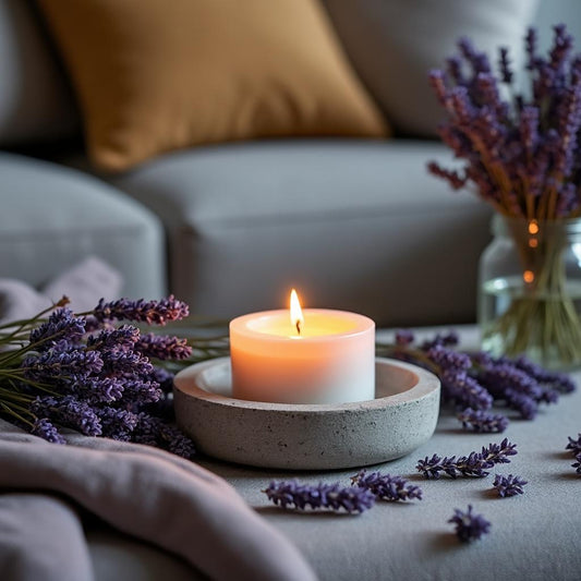 Lavender Soy Candle with Concrete Holders