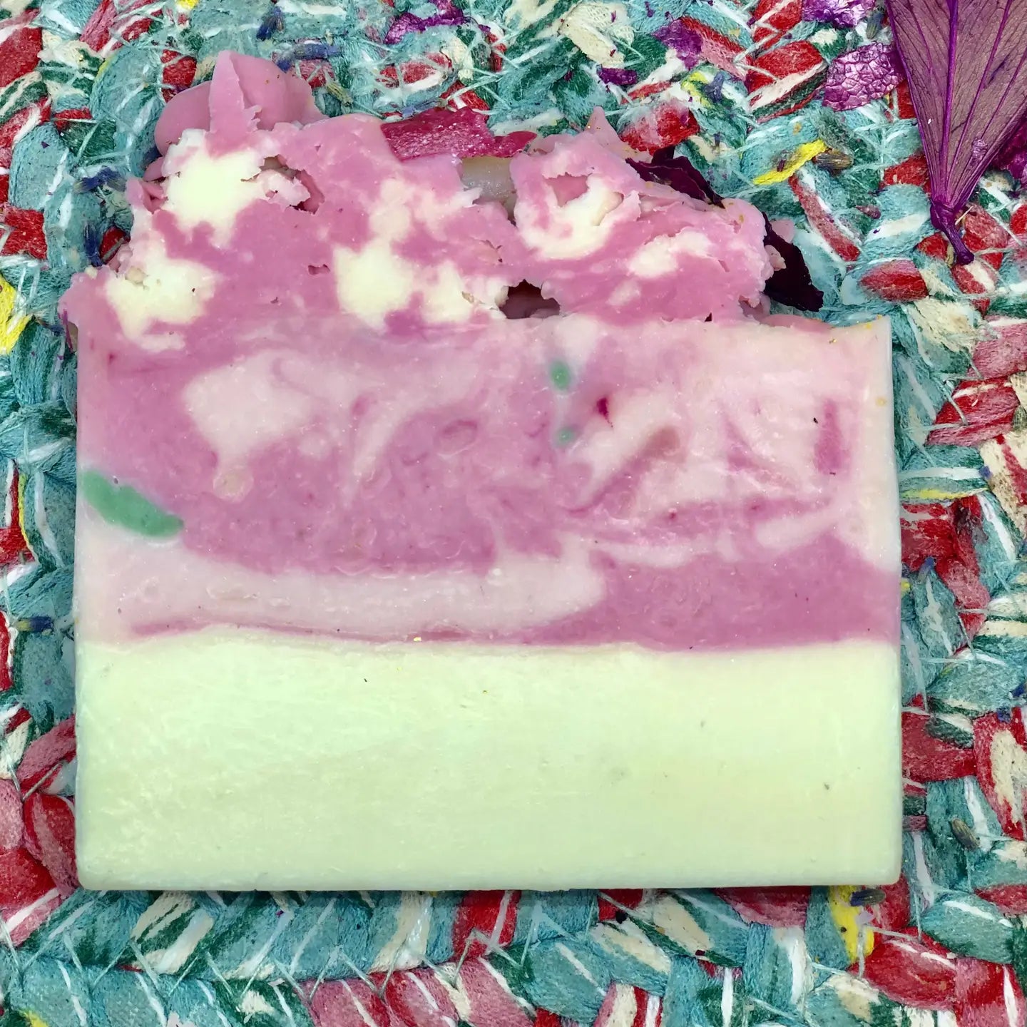 Four Rose Petals Soaps, handmade vegan scented soap bar, homemade in the USA, gluten free & sulfate free, sustainable ingredients, plant based, cruelty free, eco friendly, handcrafted, natural oils - Florida Soap Candle