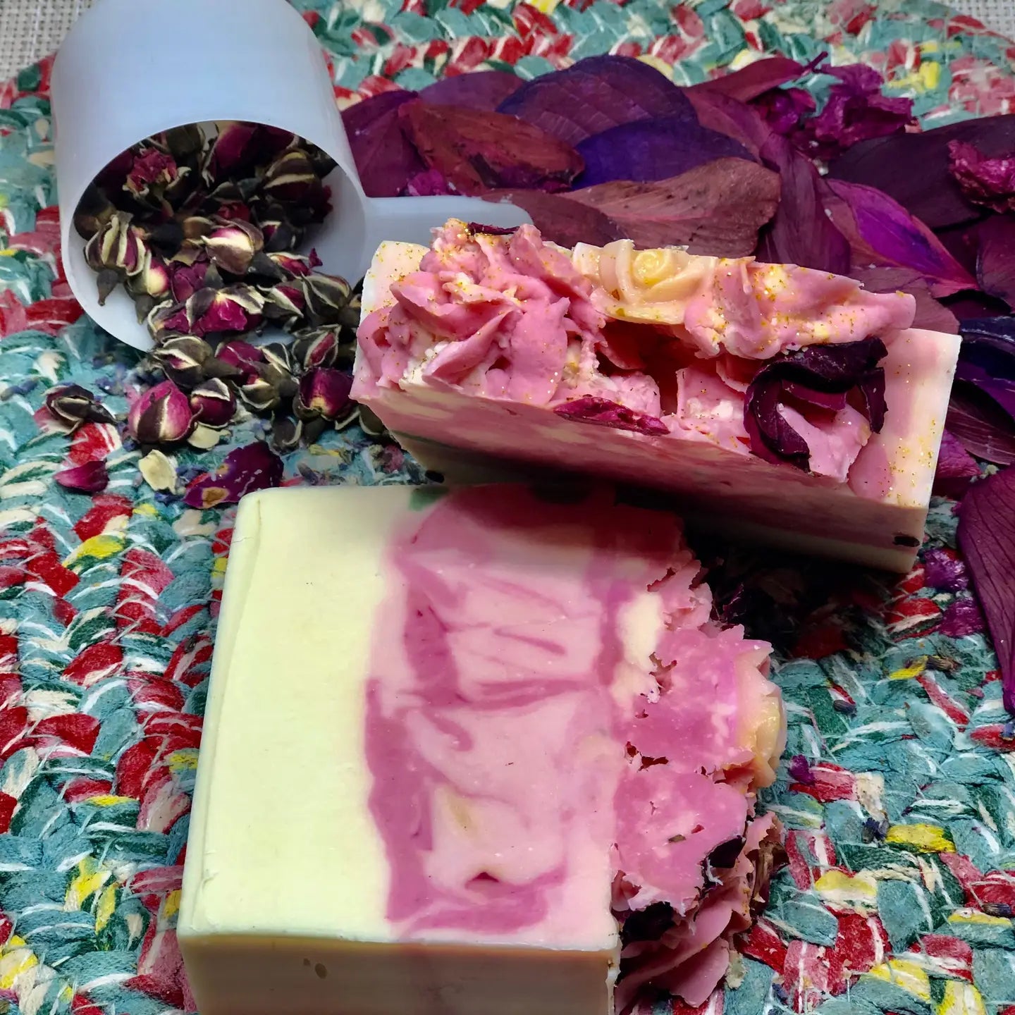 Four Rose Petals Soaps, handmade vegan scented soap bar, homemade in the USA, gluten free & sulfate free, sustainable ingredients, plant based, cruelty free, eco friendly, handcrafted, natural oils - Florida Soap Candle