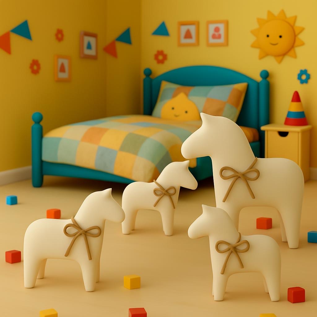 Three concrete eco resin horses/ponies shaped big, medium and small