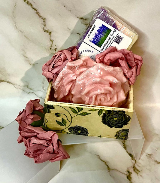 Kit Rose and Lavender Soap handmade homemade luxurious wooden box gluten-free, sulfate free